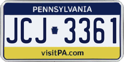PA license plate JCJ3361