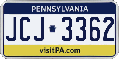 PA license plate JCJ3362