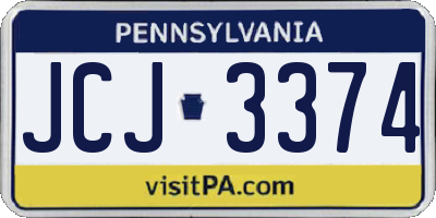 PA license plate JCJ3374