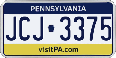 PA license plate JCJ3375
