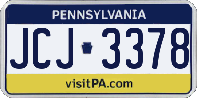 PA license plate JCJ3378