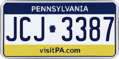 PA license plate JCJ3387