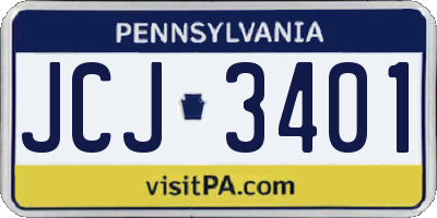 PA license plate JCJ3401