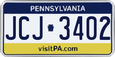 PA license plate JCJ3402
