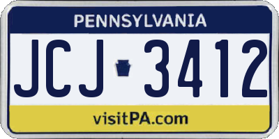 PA license plate JCJ3412