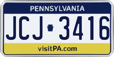 PA license plate JCJ3416