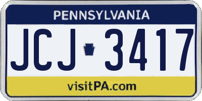 PA license plate JCJ3417