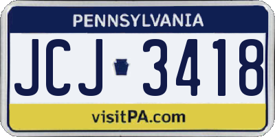 PA license plate JCJ3418