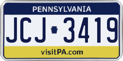 PA license plate JCJ3419