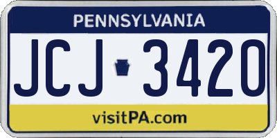 PA license plate JCJ3420