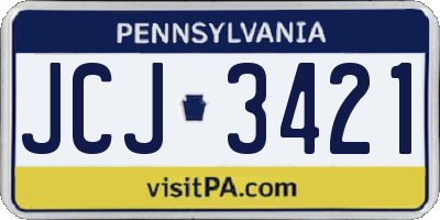 PA license plate JCJ3421