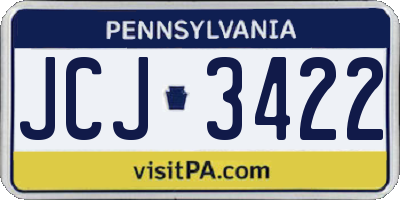 PA license plate JCJ3422