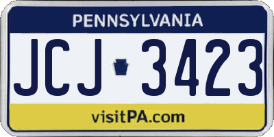 PA license plate JCJ3423