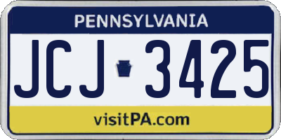 PA license plate JCJ3425