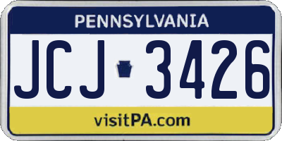 PA license plate JCJ3426