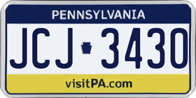 PA license plate JCJ3430