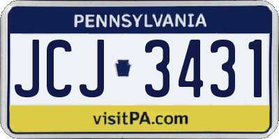 PA license plate JCJ3431
