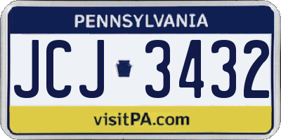 PA license plate JCJ3432