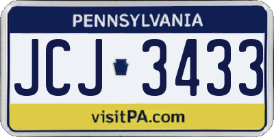 PA license plate JCJ3433