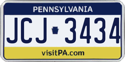 PA license plate JCJ3434