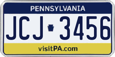 PA license plate JCJ3456