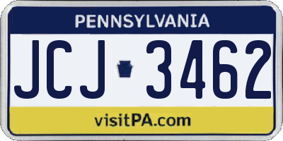 PA license plate JCJ3462