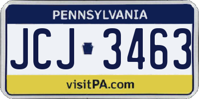 PA license plate JCJ3463
