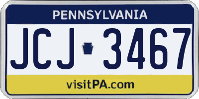 PA license plate JCJ3467