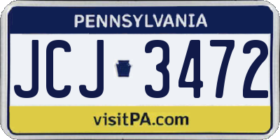 PA license plate JCJ3472