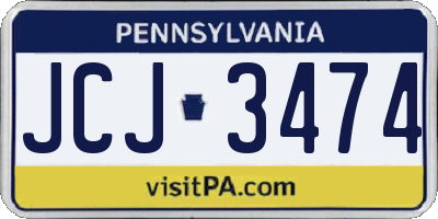 PA license plate JCJ3474
