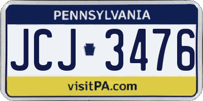 PA license plate JCJ3476