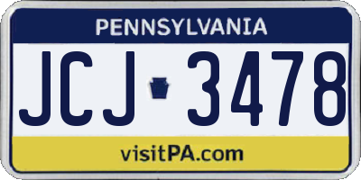 PA license plate JCJ3478