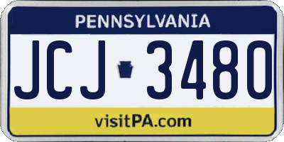PA license plate JCJ3480