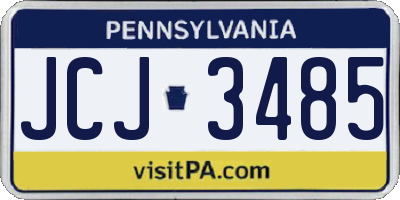PA license plate JCJ3485