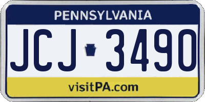 PA license plate JCJ3490