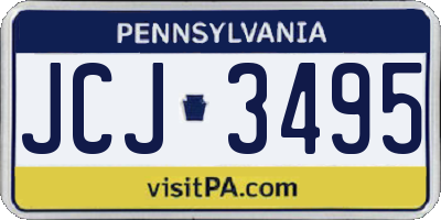 PA license plate JCJ3495