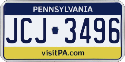 PA license plate JCJ3496