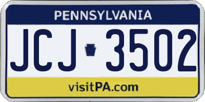 PA license plate JCJ3502