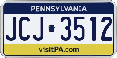 PA license plate JCJ3512