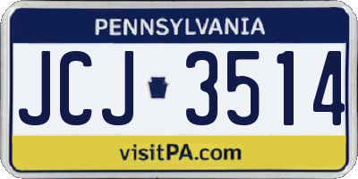 PA license plate JCJ3514