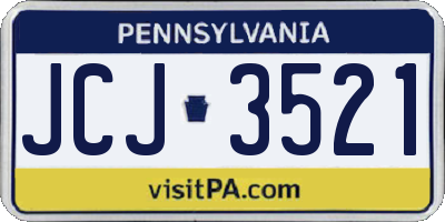 PA license plate JCJ3521