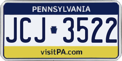 PA license plate JCJ3522