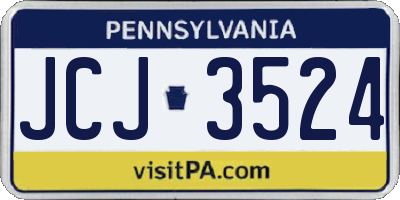 PA license plate JCJ3524