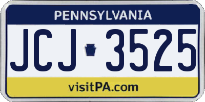 PA license plate JCJ3525