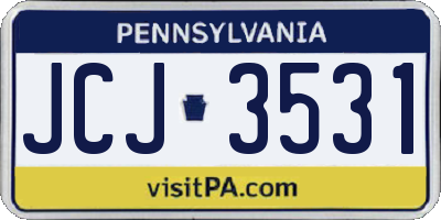 PA license plate JCJ3531