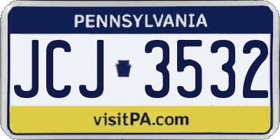 PA license plate JCJ3532