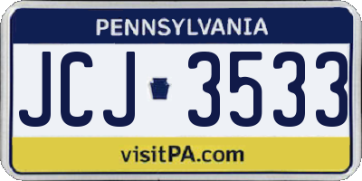 PA license plate JCJ3533