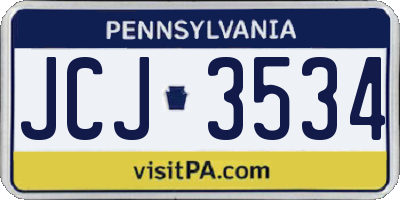 PA license plate JCJ3534