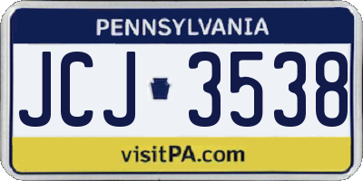 PA license plate JCJ3538