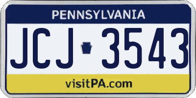 PA license plate JCJ3543